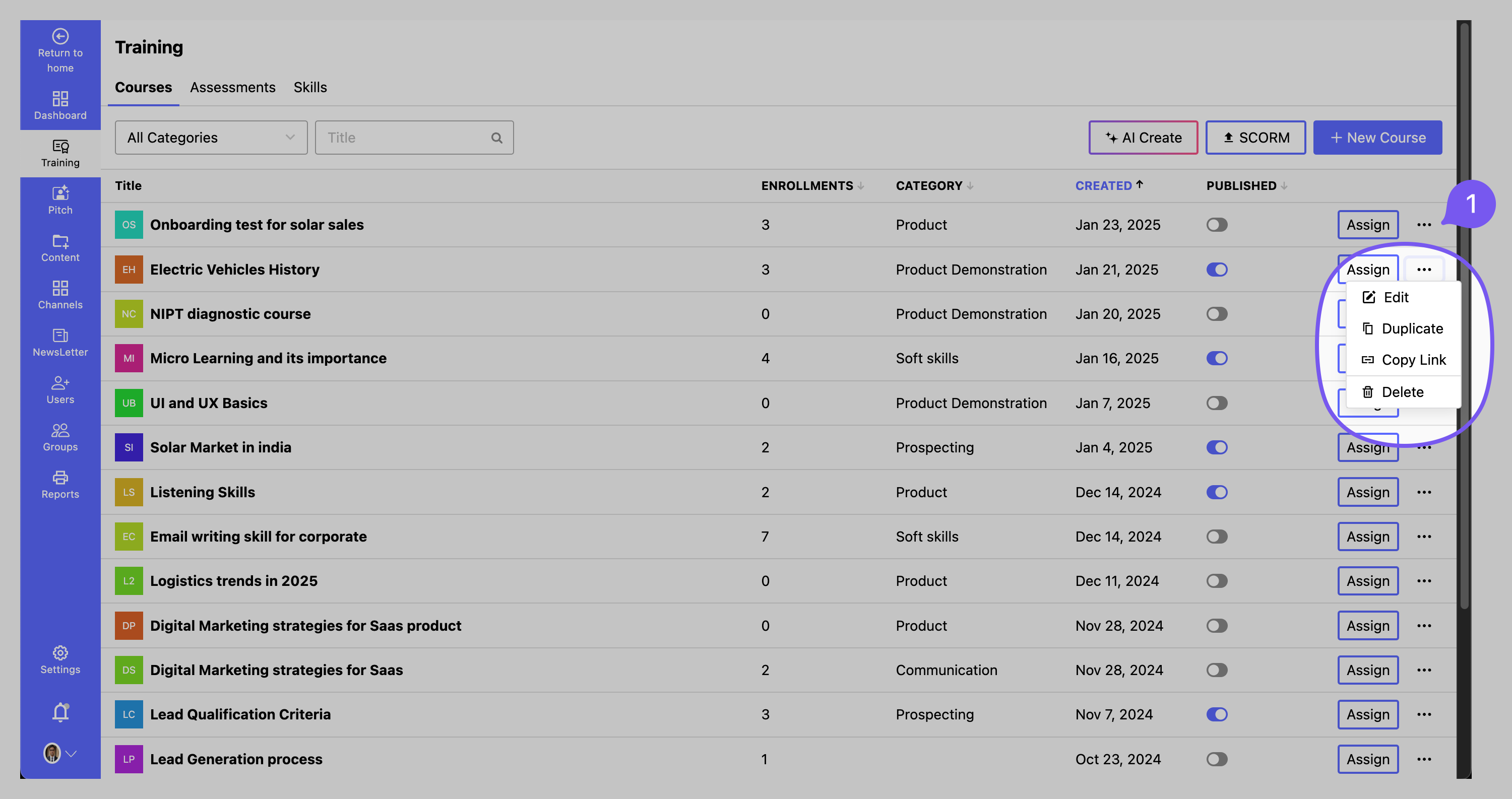 Edit Course Options
